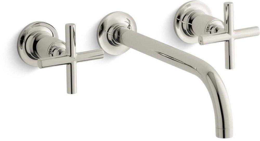 KOHLER Vibrant&reg; Polished Nickel Two Handle Widespread Bathroom Sink Faucet 