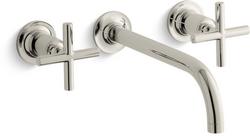 Two Handle Wall Mount Widespread Bathroom Sink Faucet in Vibrant&reg; Polished Nickel
