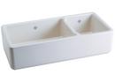 Shaws White 39-1/2 x 18-1/2 in. Fireclay Double Bowl Farmhouse Kitchen Sink 