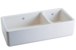 39-1/2 in. Farmhouse Fireclay Double Bowl Kitchen Sink in White