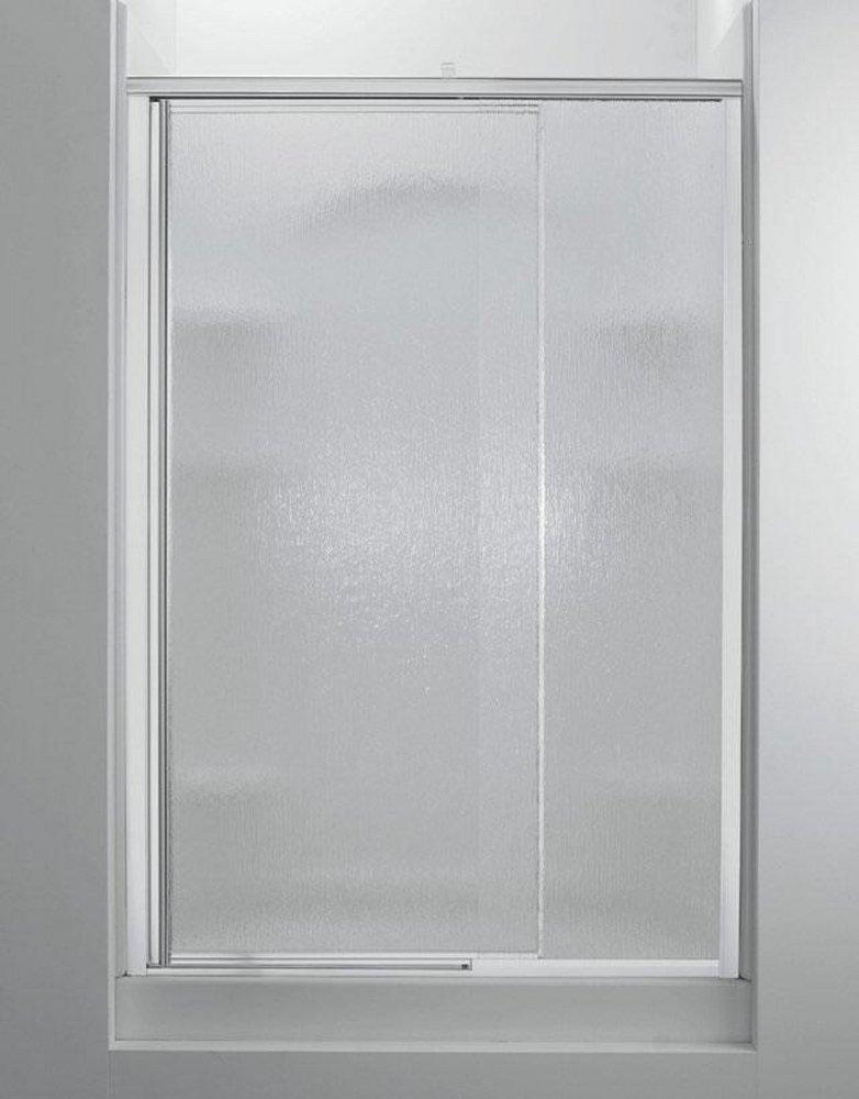 Sterling Silver 65-1/2 x 48 in. Shower Door with Rain Glass 
