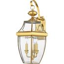 12-1/4 x 22-1/2 in. 180W 3-Light Wall Mount Candelabra E-12 Incandescent Outdoor Wall Lantern in Polished Brass