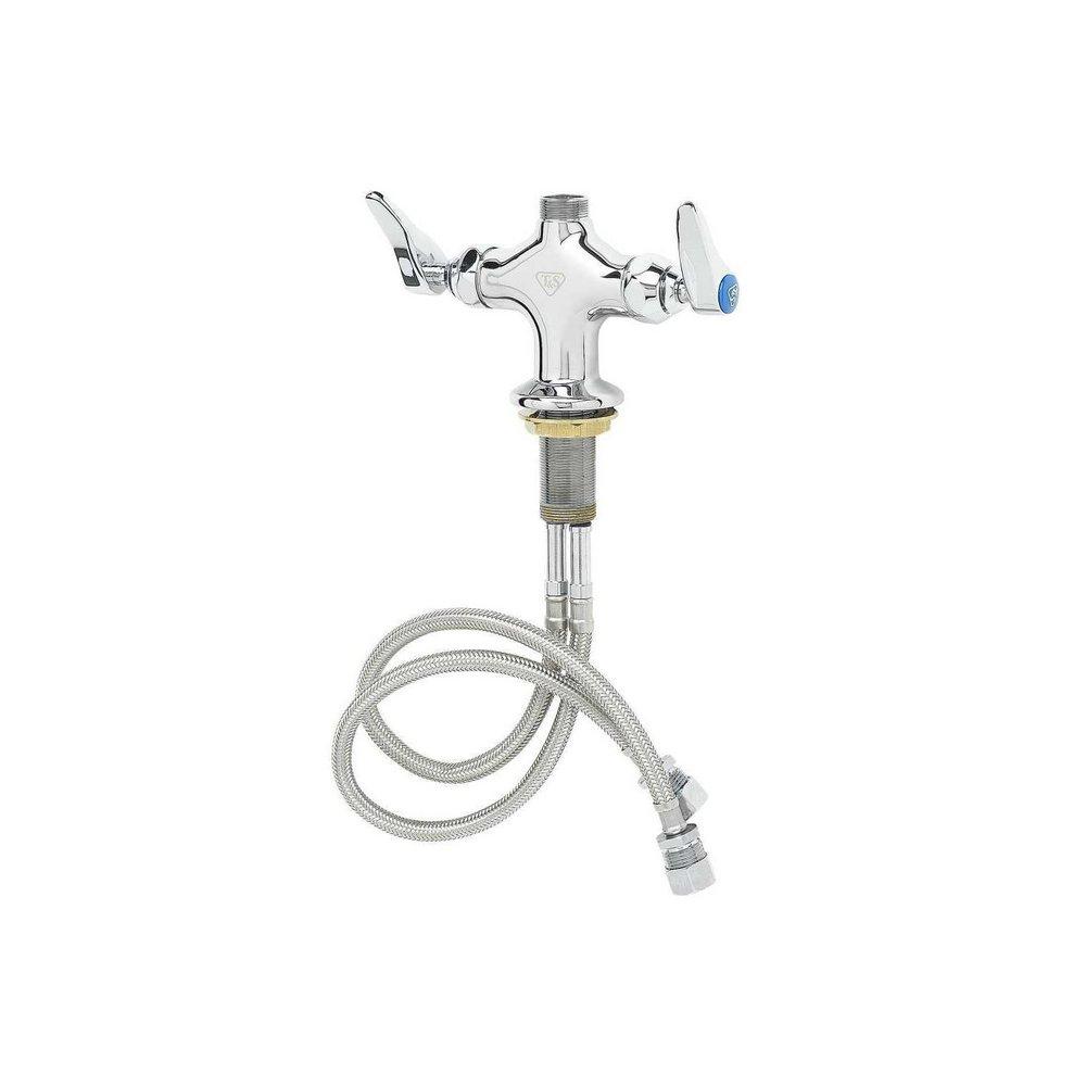 T&S Brass Chrome Plated Two Lever Handle Deck Mount Service Faucet 