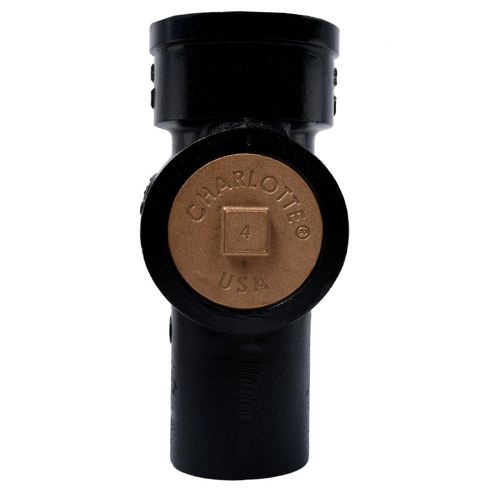 Black Spigot x Hub x FNPT Service Cast Iron Wash Test Tee with SC Plug 