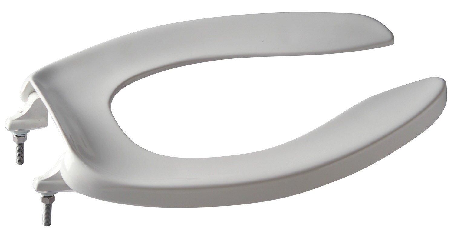 Zurn White Plastic Elongated Open Front Less Cover Toilet Seat 