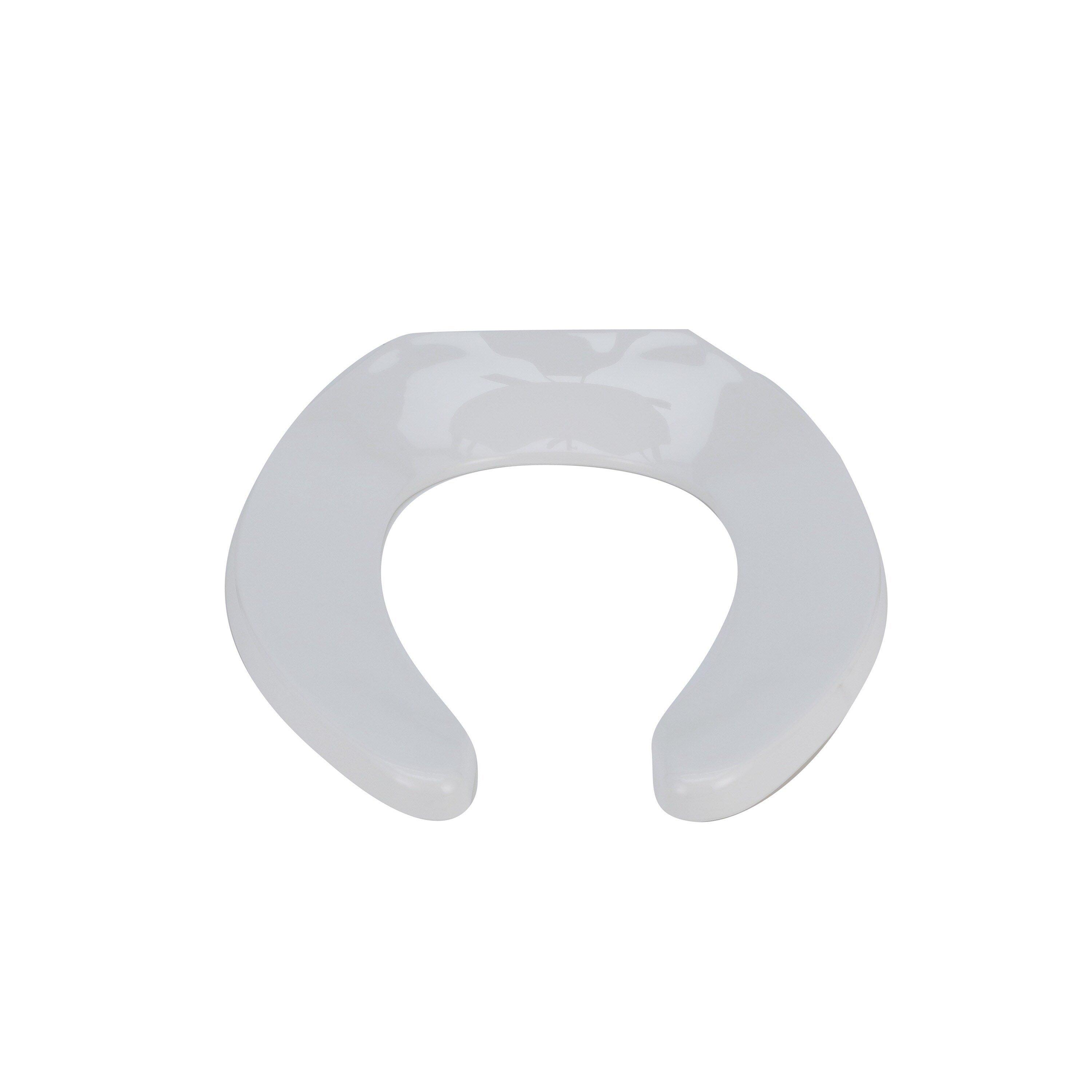 Zurn White Plastic Elongated Open Front Less Cover Toilet Seat 