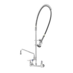 8 in. Two Lever Handle Wall Mount Swing Nozzle Pre-Rinse Service Faucet with Spray Valve in Polished Chrome