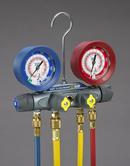 4-Valve Test & Charge Manifold with °F Gauges and 60 in. PLUS II™ Compact Ball Valve Hose Set - R22/R404A/R410A