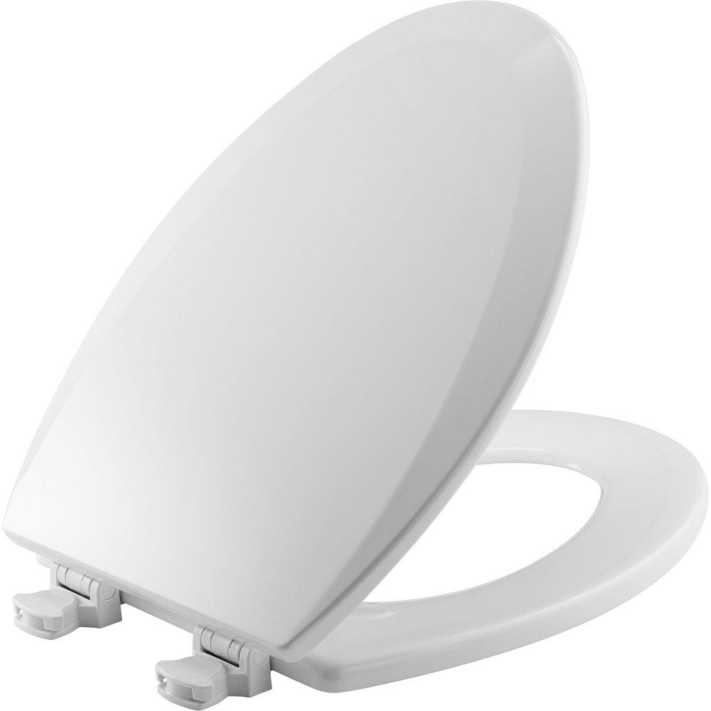 Bemis White Elongated Closed Front Toilet Seat with Cover 