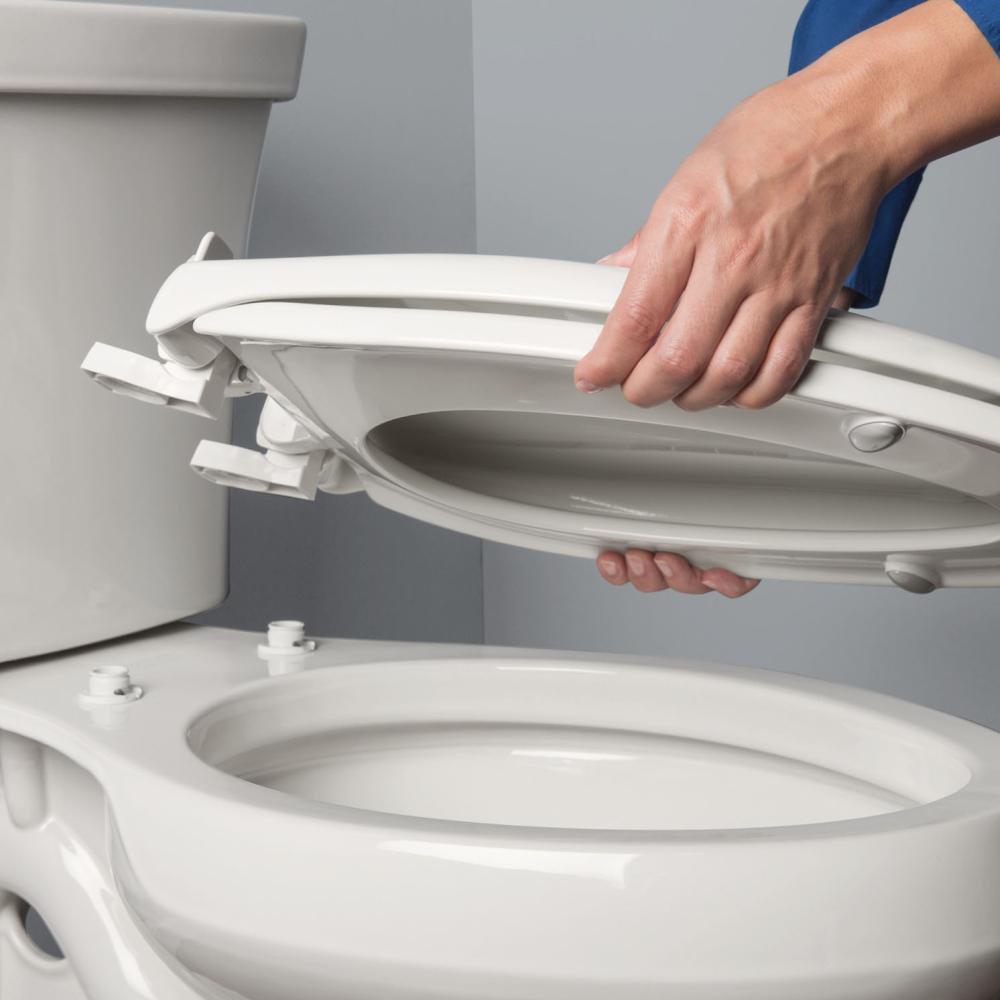 Bemis White Elongated Closed Front Toilet Seat with Cover 