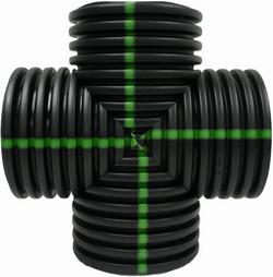 4 in. Plain End Fabricated Straight HDPE Cross Tee