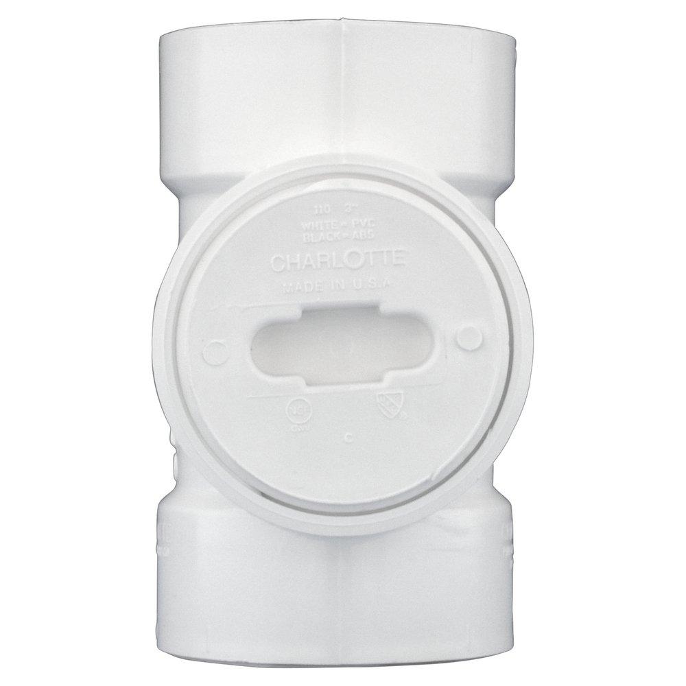 White PVC DWV Test Tee with Flush Plug 