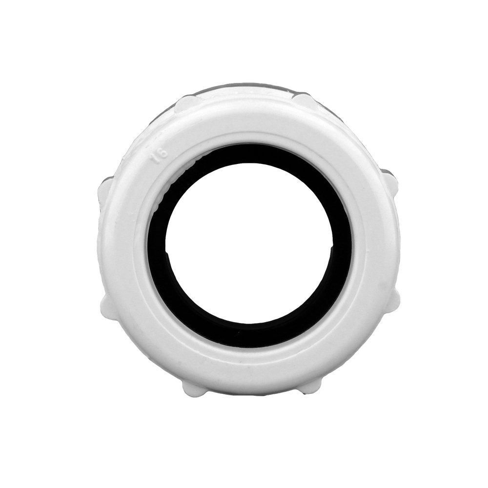 White PVC DWV Female Trap Adapter with Washer (1-1/2 & 1-1/4 in.) & Plastic Nut 