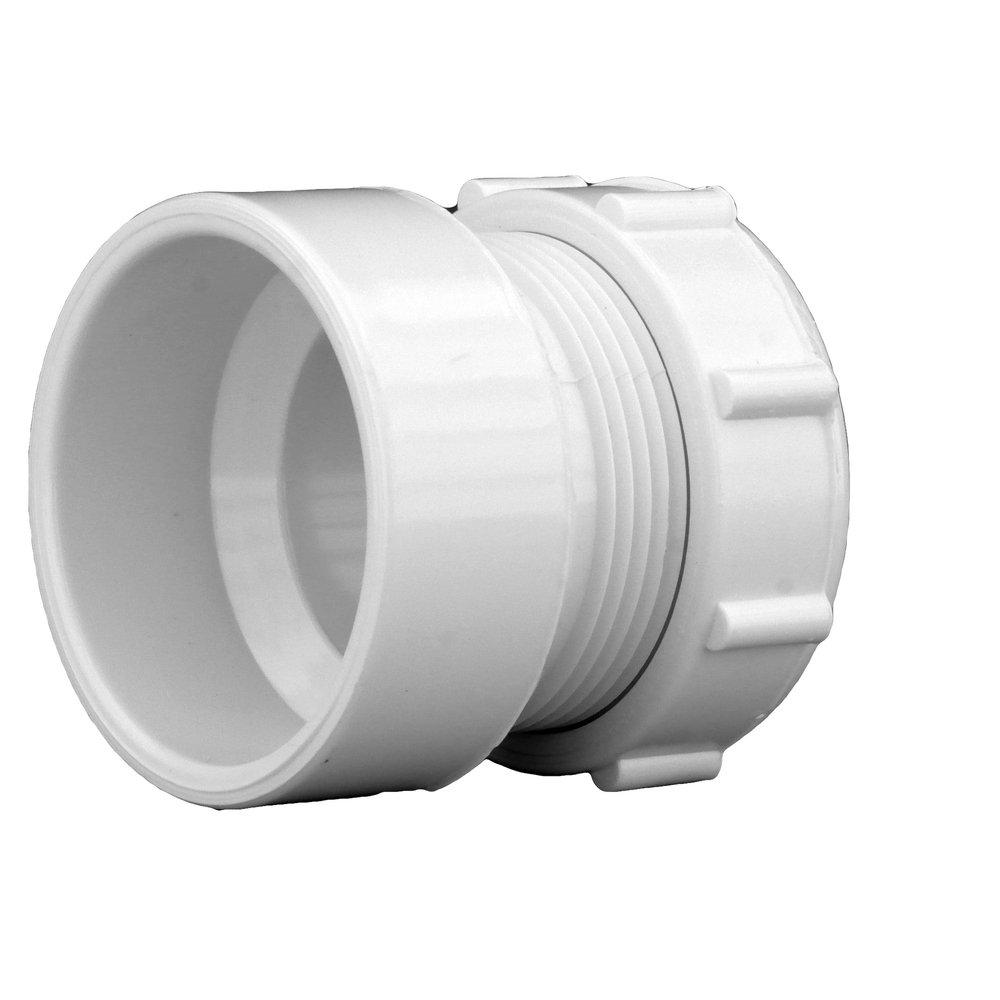 White PVC DWV Female Trap Adapter with Washer (1-1/2 & 1-1/4 in.) & Plastic Nut 