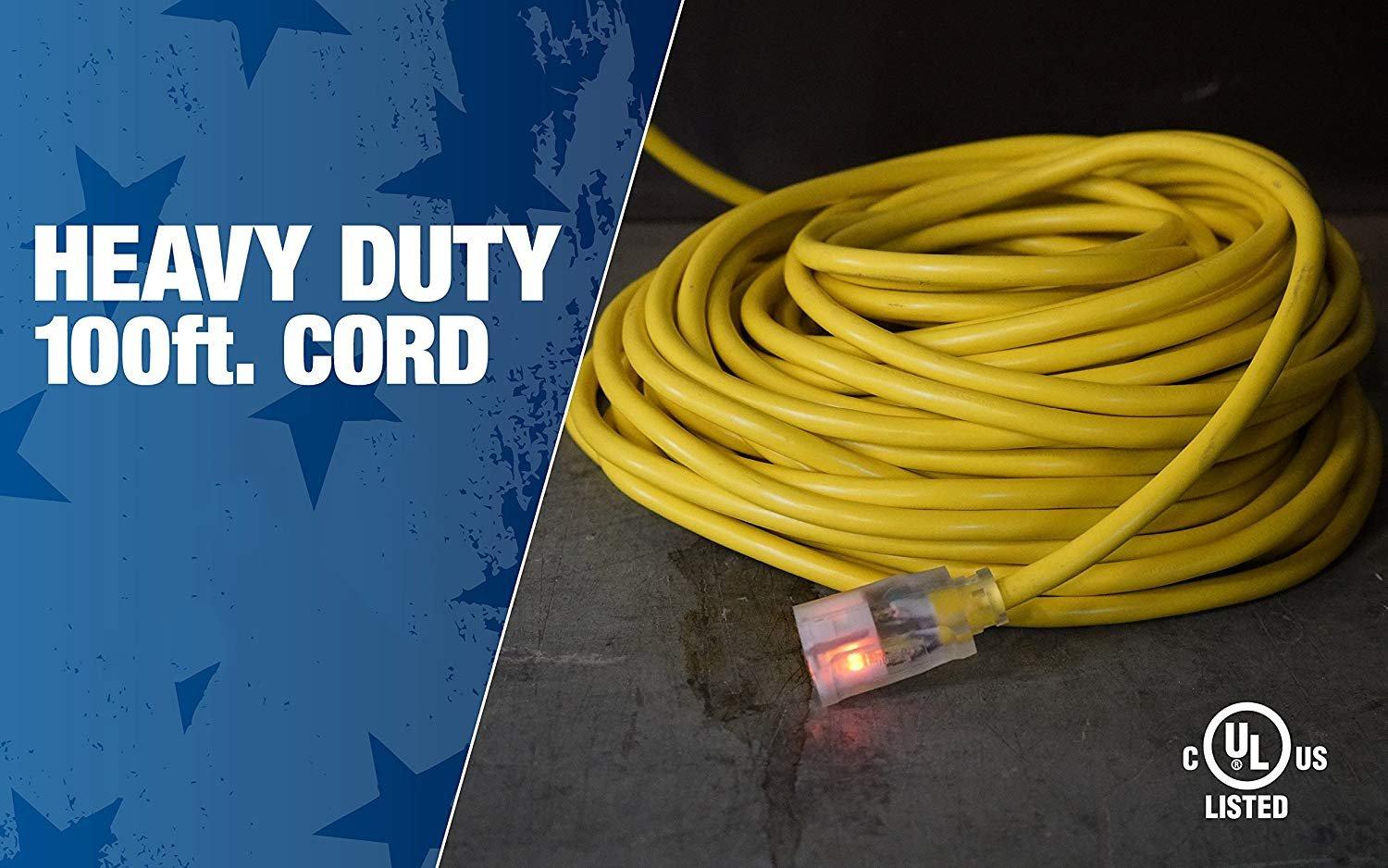 Southwire&reg; Yellow 12/3 in. x 100 ft. -55 to +90 C Extension Cord 