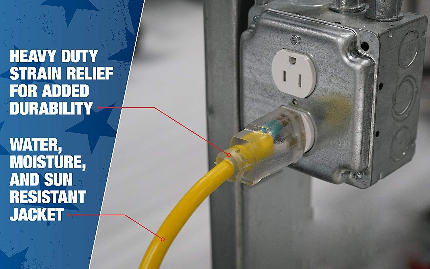 Southwire&reg; Yellow 12/3 in. x 100 ft. -55 to +90 C Extension Cord 