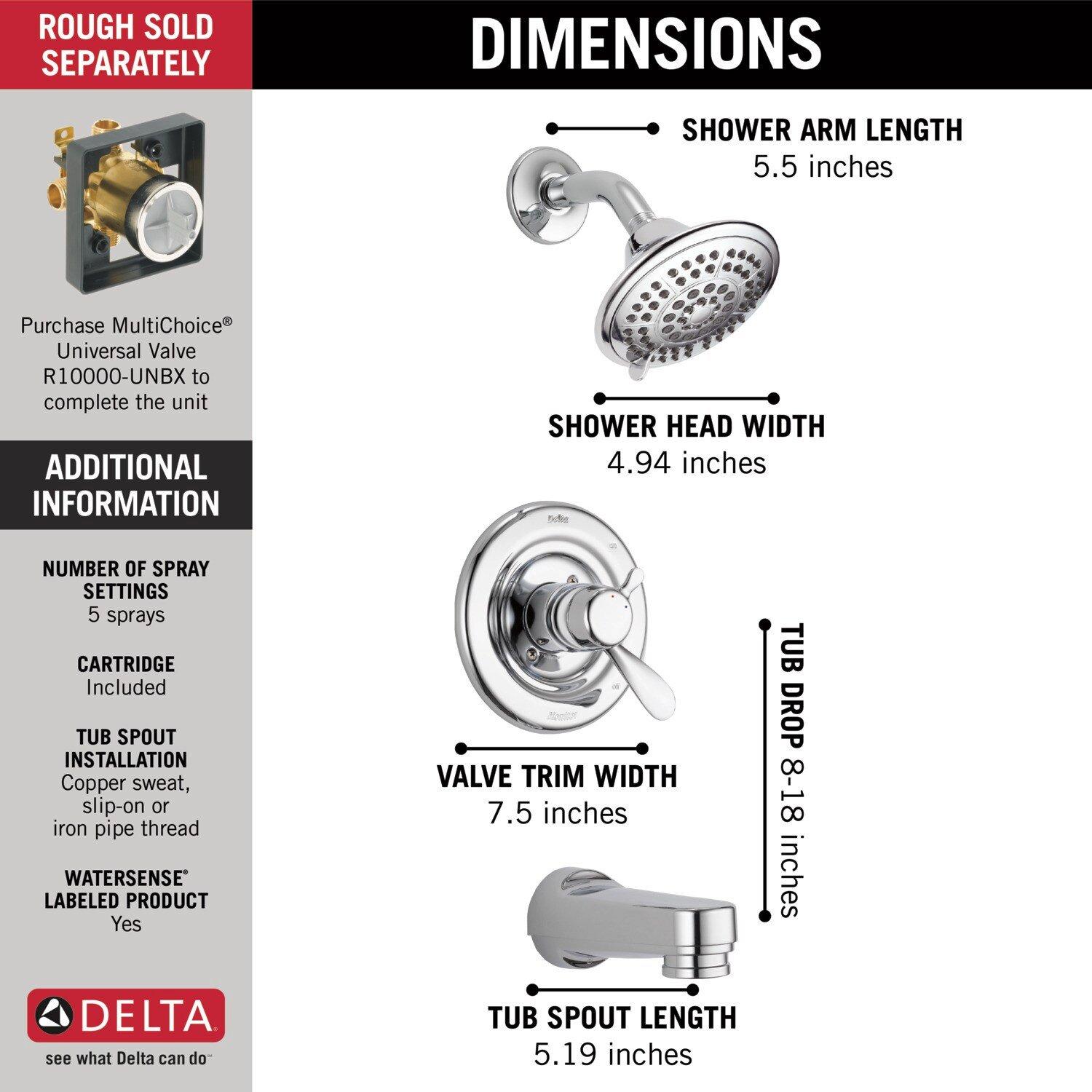 Delta Faucet Chrome Single Handle Multi-function Bathtub & Shower Faucet (Trim Only) 