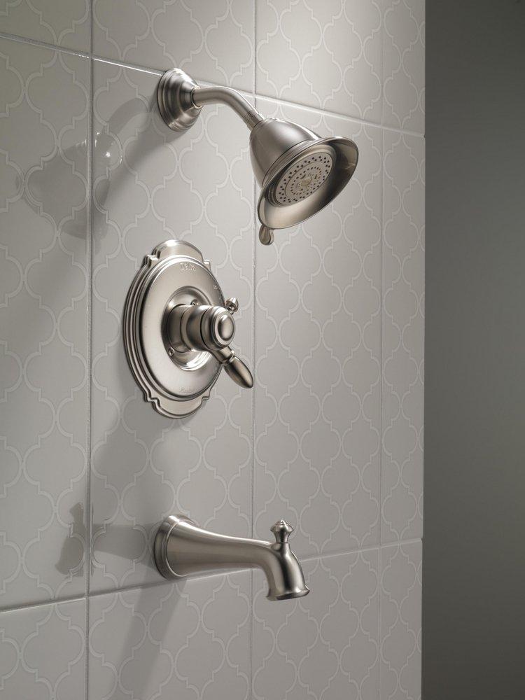 Delta Faucet Stainless 2.5 gpm Shower Trim Kit with Single Lever Handle and 2-Function Showerhead (Trim Only) 