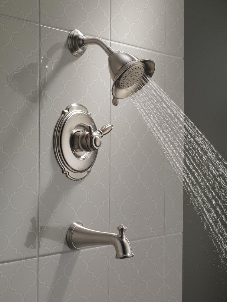 Delta Faucet Stainless 2.5 gpm Shower Trim Kit with Single Lever Handle and 2-Function Showerhead (Trim Only) 