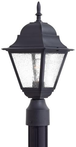 100W 1-Light Clear Seeded Glass Outdoor Post Mount Light