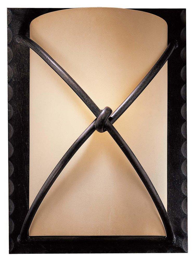 Minka Lavery Aspen Bronze&trade; 1-Light Wall Sconce with Rustic Scavo Glass Shade 
