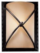1-Light Wall Sconce in Aspen Bronze with Rustic Scavo Glass Shade