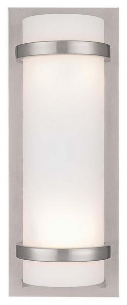 100W 2-Light Wall Sconce in Brushed Nickel with Etched White Glass