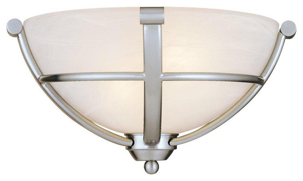 Minka Lavery Brushed Nickel 2-Light Wall Sconce with Etched Marble Glass Shade 