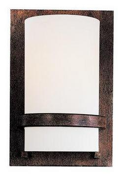 100W 1-Light Wall Sconce in Iron Oxide with Etched White Glass