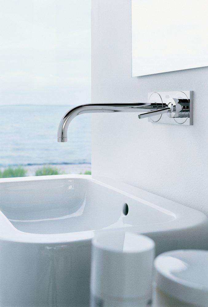 AXOR Polished Chrome Wall Mount Bathroom Sink Faucet with Single Lever Handle 