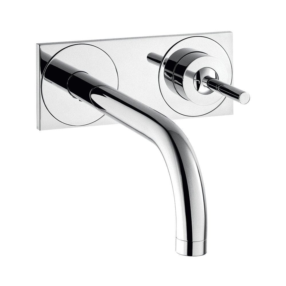 AXOR Polished Chrome Wall Mount Bathroom Sink Faucet with Single Lever Handle 