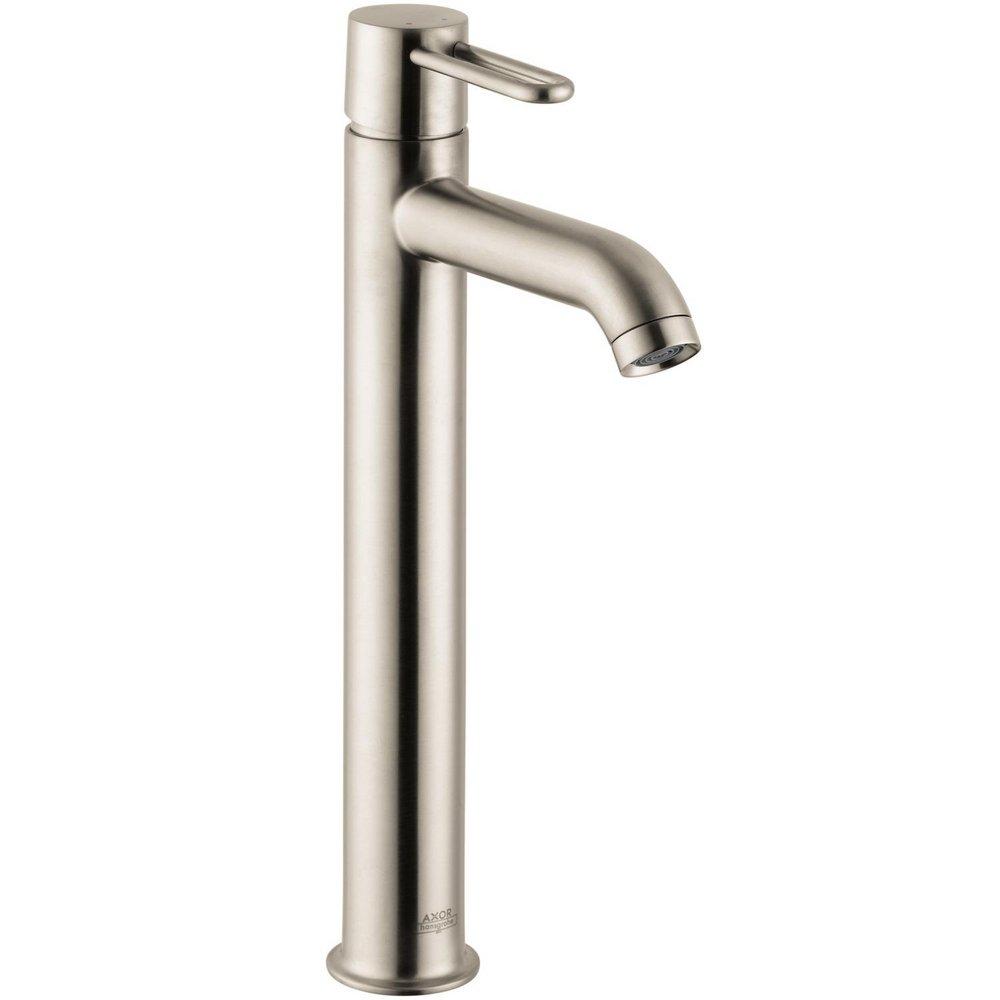 AXOR Brushed Nickel Tall Bathroom Sink Faucet with Single Lever Handle 