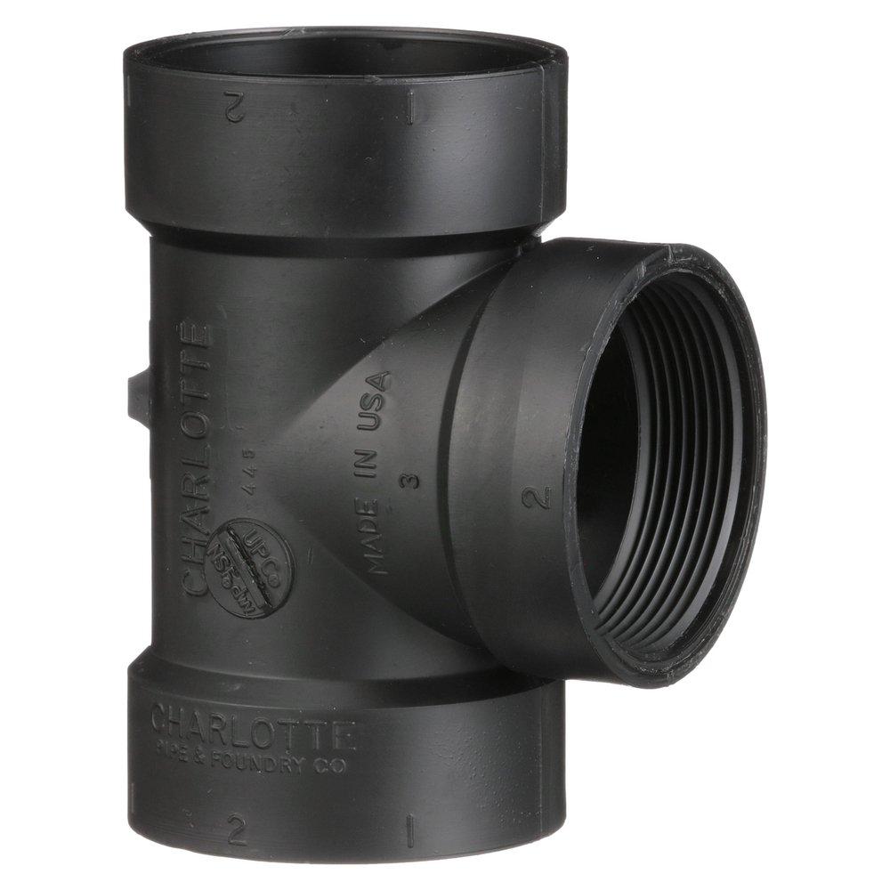 Black ABS DWV Flush Cleanout Tee 