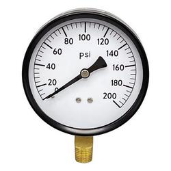 3-1/2 x 1/4 in. 200 psi NPT Pressure Gauge