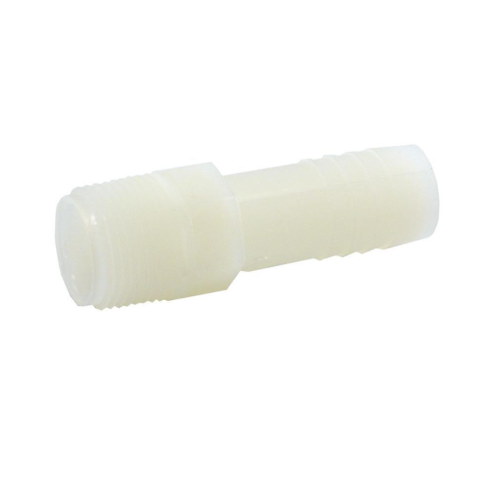Jones Stephens White MPT x Barbed Nylon Adapter in White 