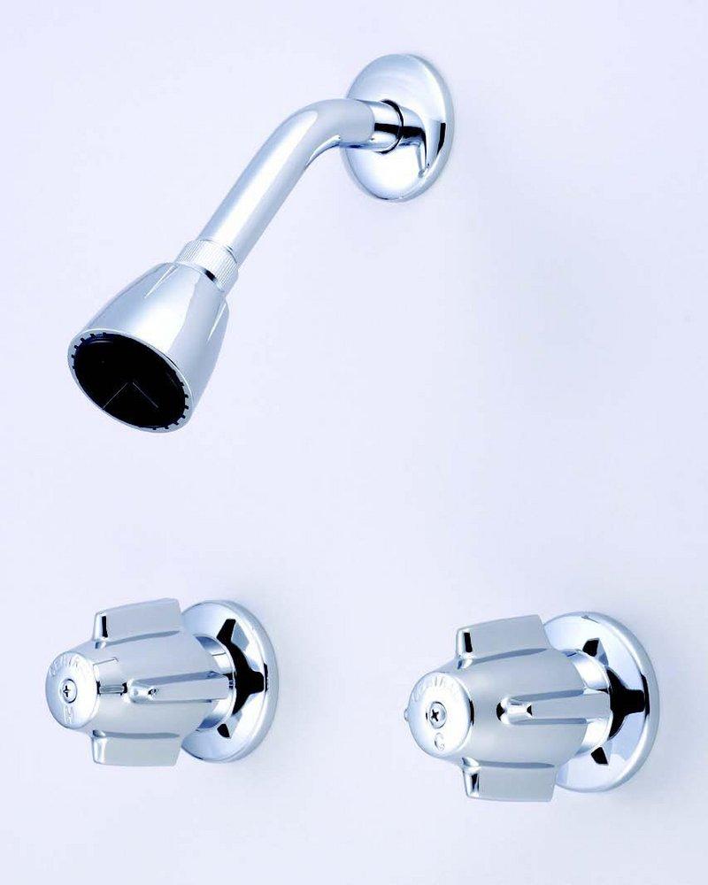 Central Brass Polished Chrome 4-Hole Tub and Shower Faucet with Triple Canopy Handle 