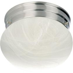 60 W 1-Light Medium Flush Mount Ceiling Fixture in Satin Nickel