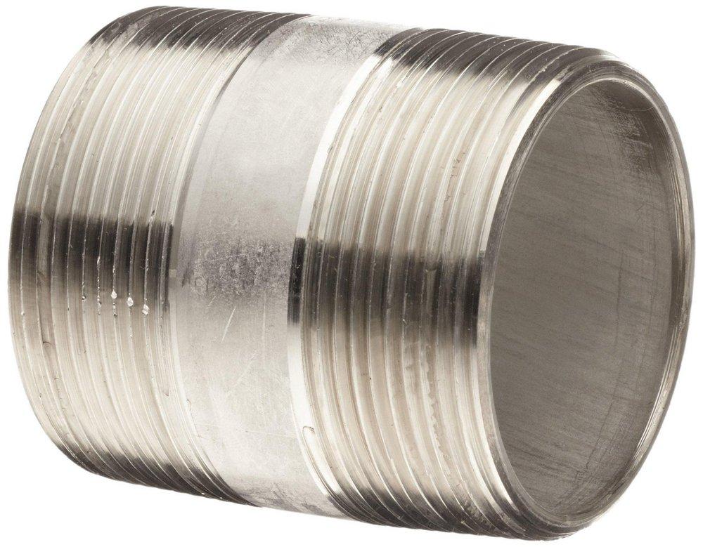 1 in. MNPT x Plain End Schedule 40 Domestic 304 Stainless Steel Nipple 