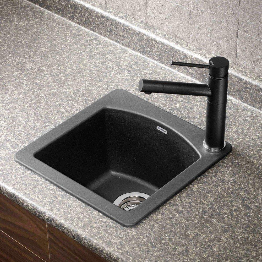 BLANCO Anthracite 15 x 15 in. 1 Hole Drop-in and Undermount Granite Bar Sink 