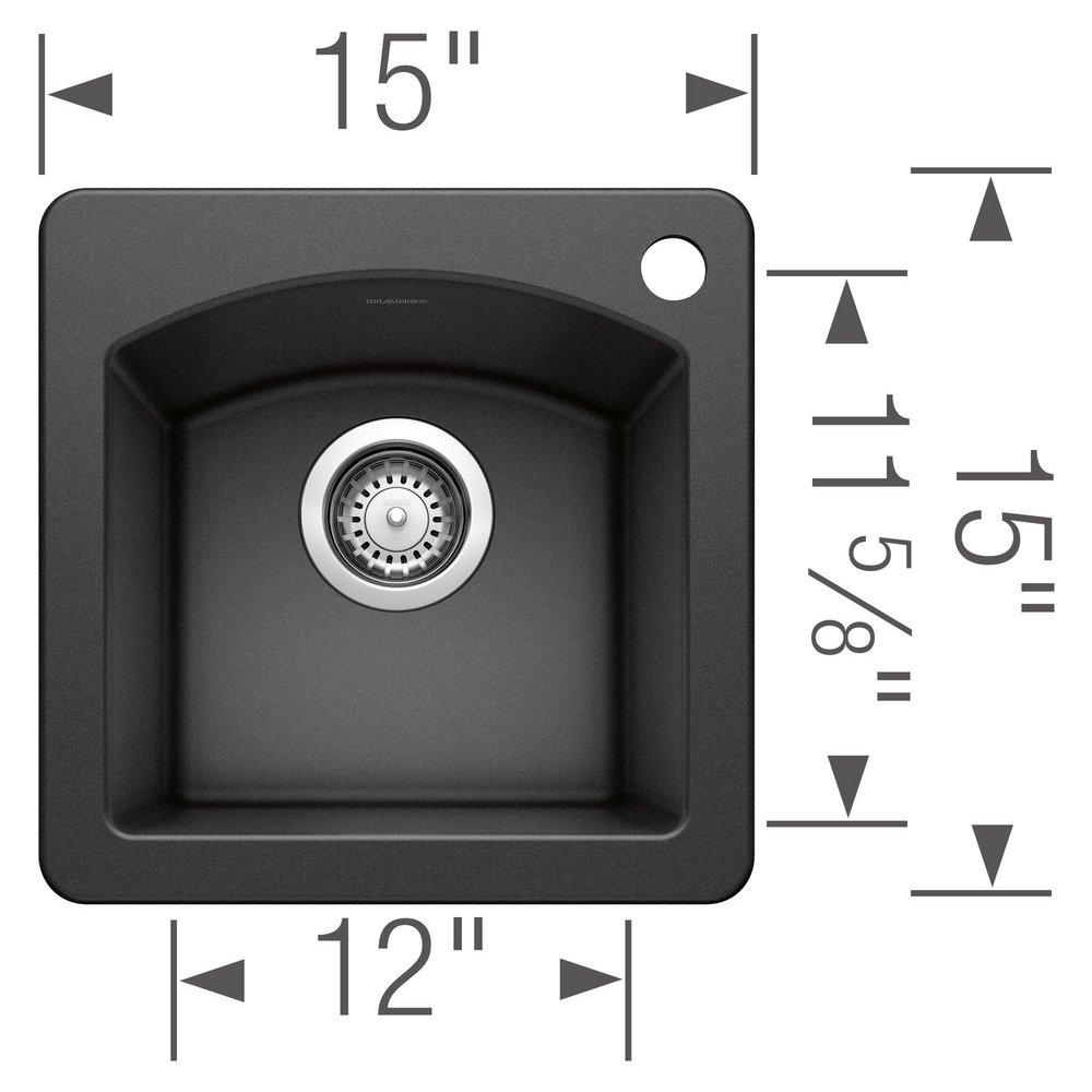 BLANCO Anthracite 15 x 15 in. 1 Hole Drop-in and Undermount Granite Bar Sink 
