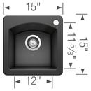 BLANCO Anthracite 15 x 15 in. 1 Hole Drop-in and Undermount Granite Bar Sink 