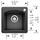 BLANCO Anthracite 15 x 15 in. 1 Hole Drop-in and Undermount Granite Bar Sink 