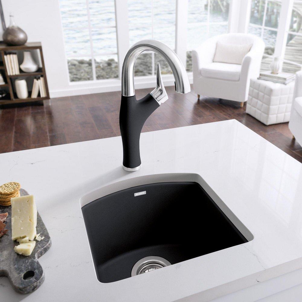 BLANCO Anthracite 15 x 15 in. 1 Hole Drop-in and Undermount Granite Bar Sink 