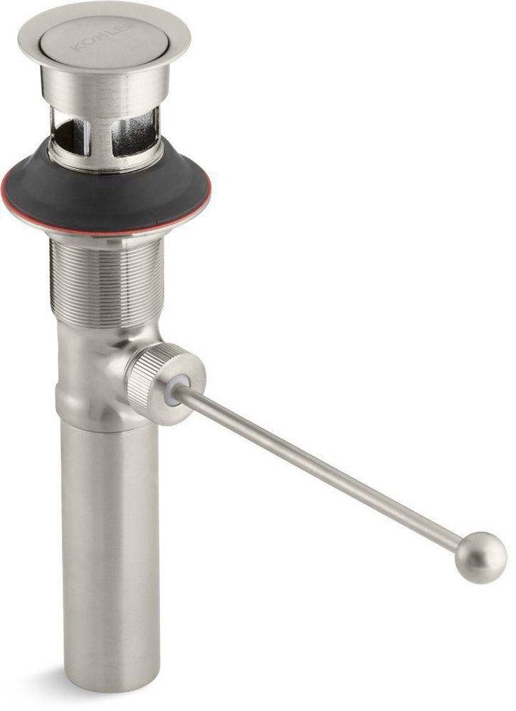 KOHLER Vibrant® Brushed Nickel Pop-Up Lavatory Drain with Overflow Exposed 