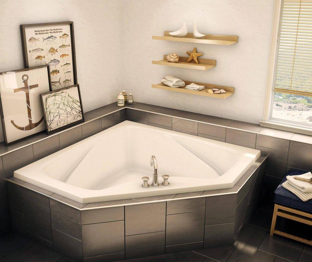 Aker by MAAX White 59 x 59 in. Drop-In Bathtub with Center Drain 