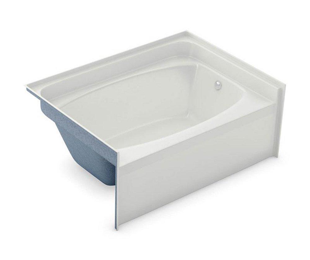 Aker by MAAX White 60 x 42 in. Gelcoat Rectangle Alcove Bathtub with Left Drain 