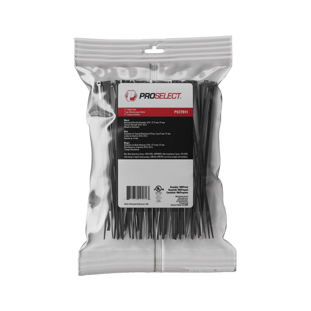 PROSELECT® Black Cable Ties in Black (Pack of 100) 