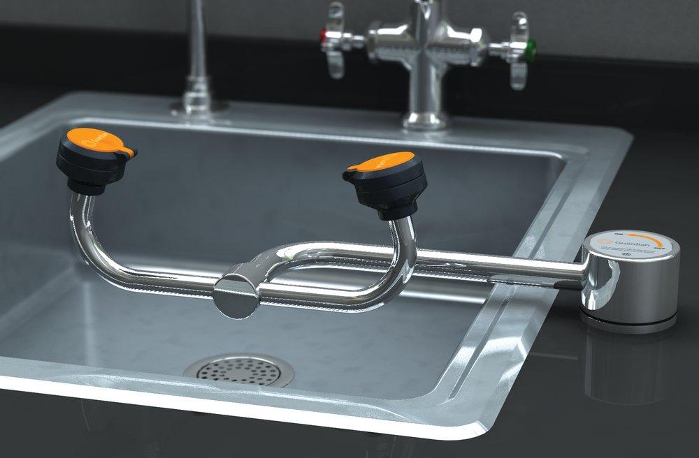 Guardian Equipment Polished Chrome 13 in. Deckmount Eye Wash with 90 Degree Swivel 