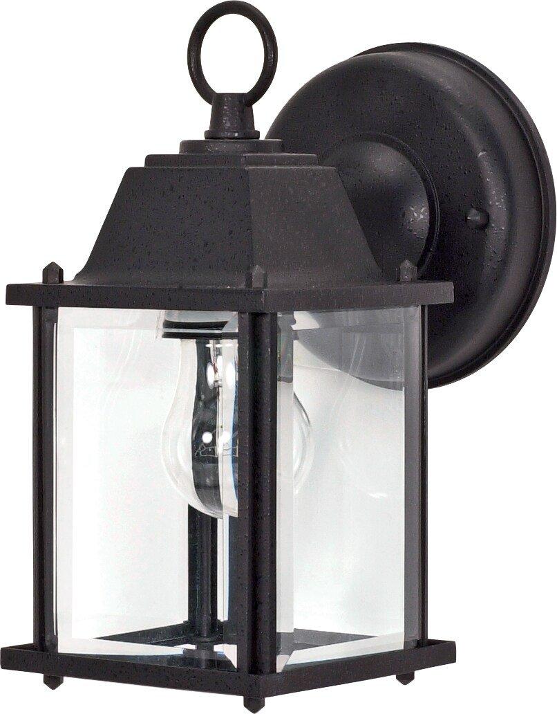 NUVO Textured Black 1 Light 60 Outdoor Wall Cube Lantern 