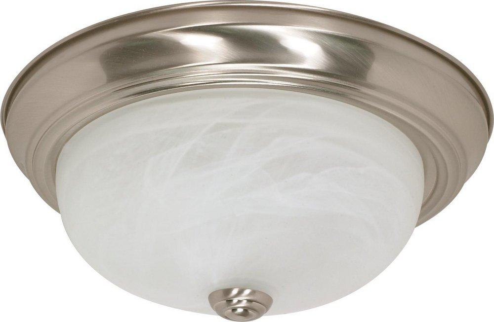 NUVO Brushed Nickel 13 in. 2-Light 60W Flush Mount Ceiling Fixture 